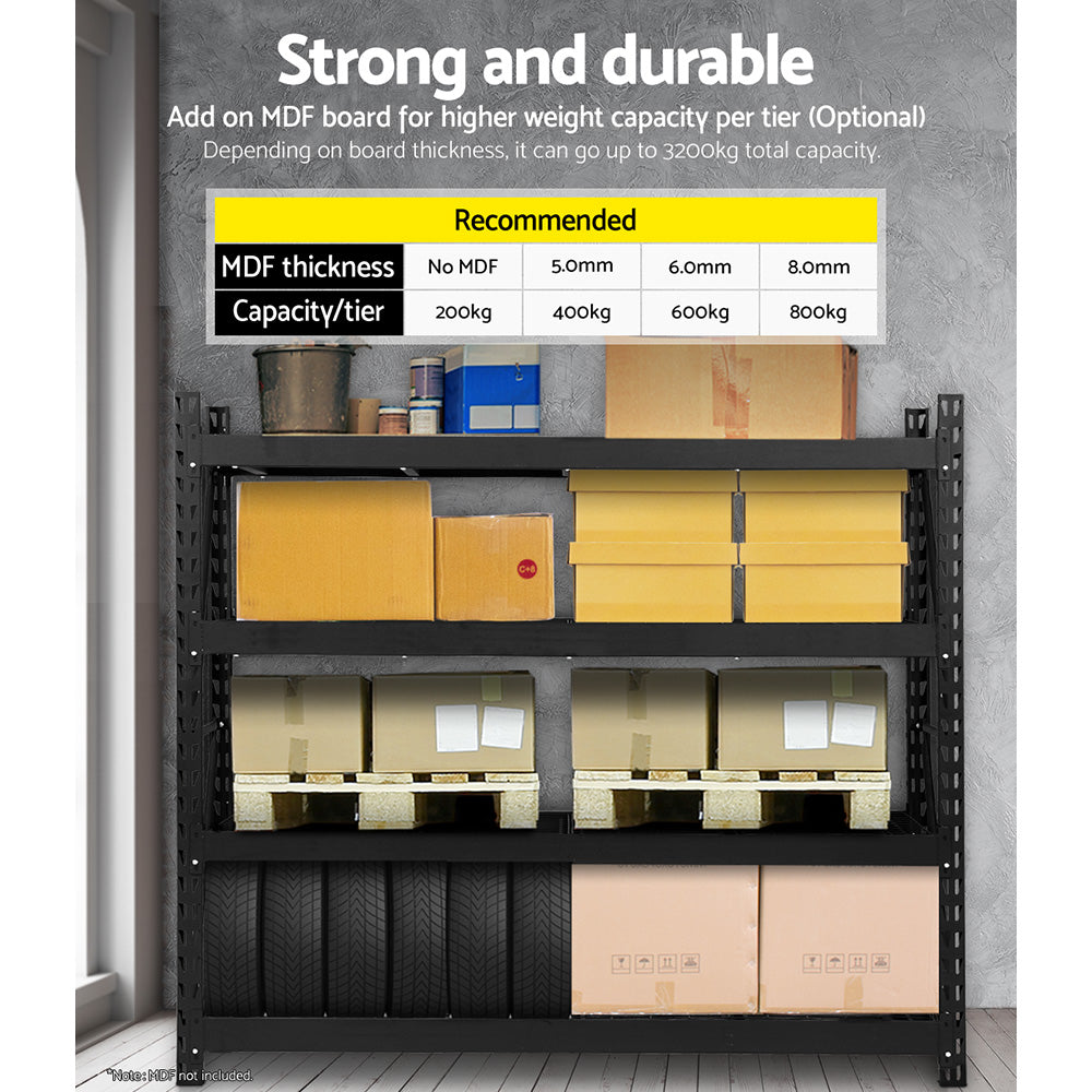 Marlook 4Mx2M Garage Shelving Warehouse Rack Pallet Racking Storage Shelve Black