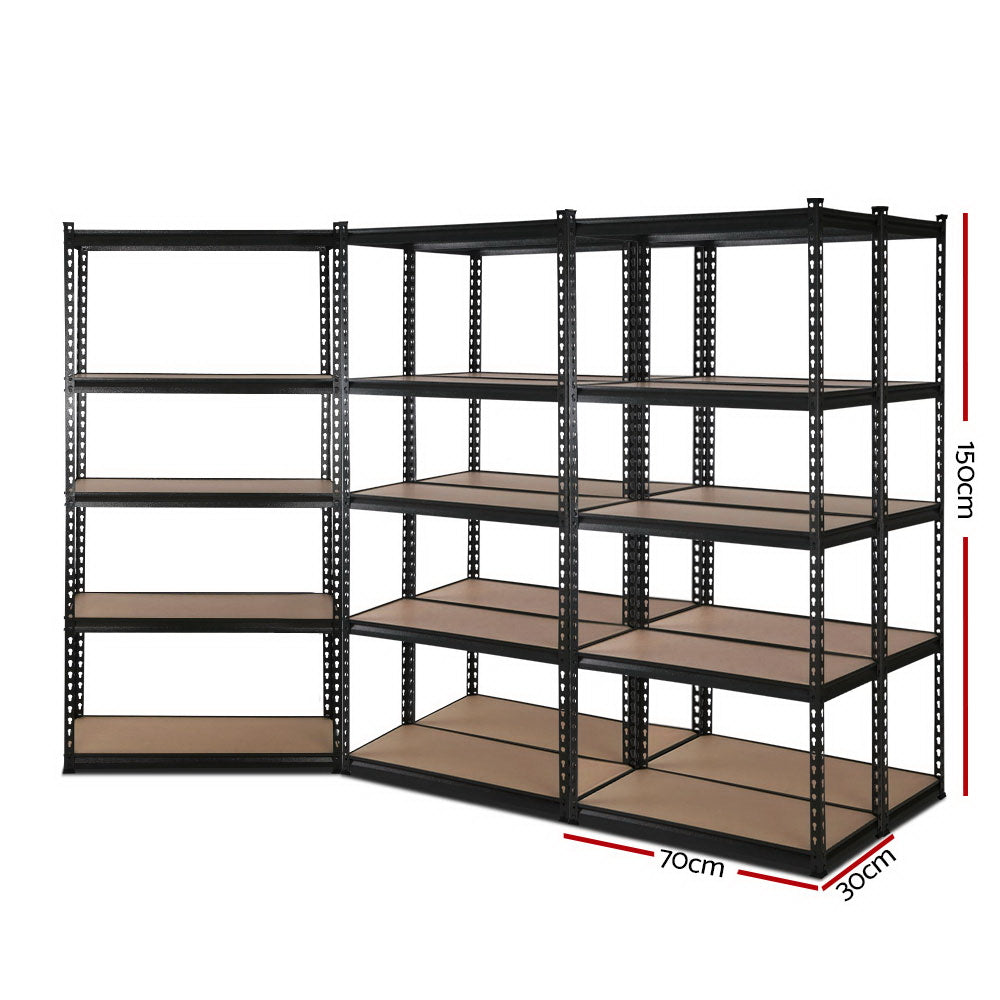 Marlook 5x1.5M Garage Shelving Warehouse Rack Pallet Racking Storage Shelve Black