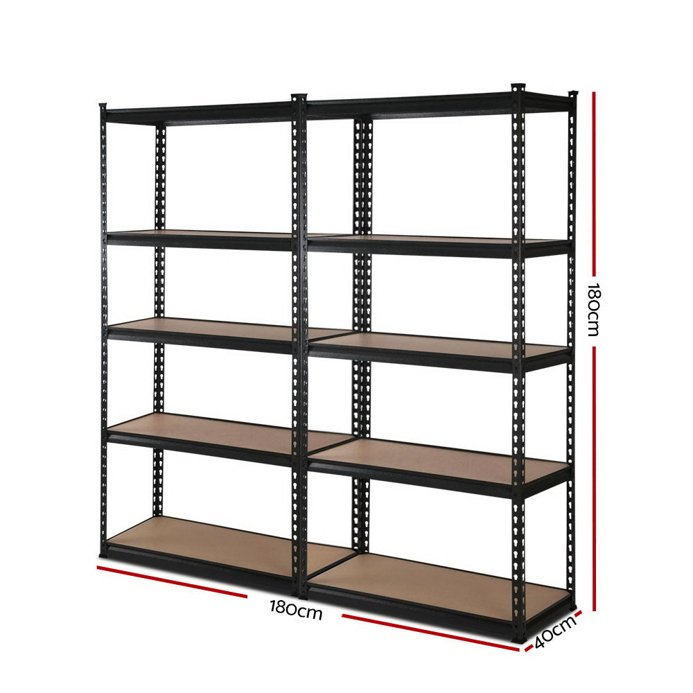 Marlook 2x1.8M Garage Shelving Warehouse Rack Pallet Racking Storage Shelve Black