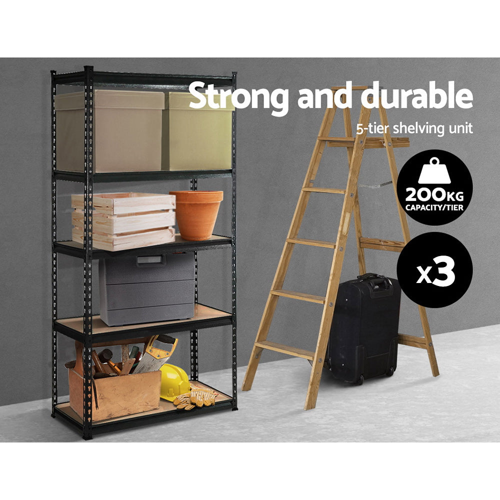 Marlook 3x1.8M Garage Shelving Warehouse Rack Pallet Racking Storage Shelve Black