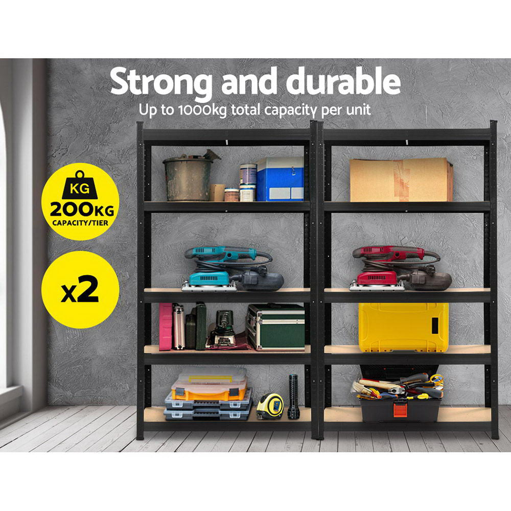 Marlook 2x1.8M Garage Shelving Warehouse Rack Pallet Racking Storage Shelf Black