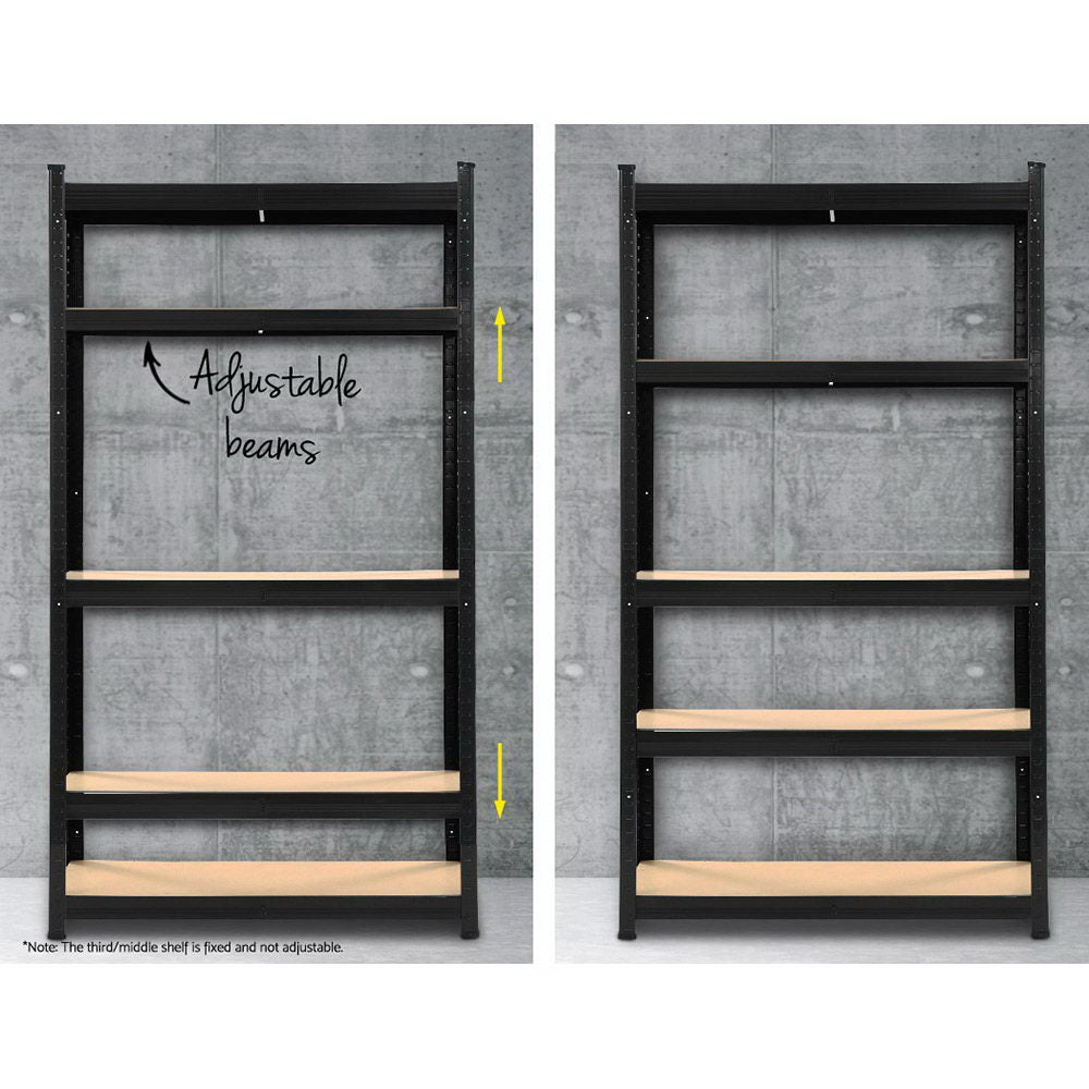Marlook 2x1.8M Garage Shelving Warehouse Rack Pallet Racking Storage Shelf Black