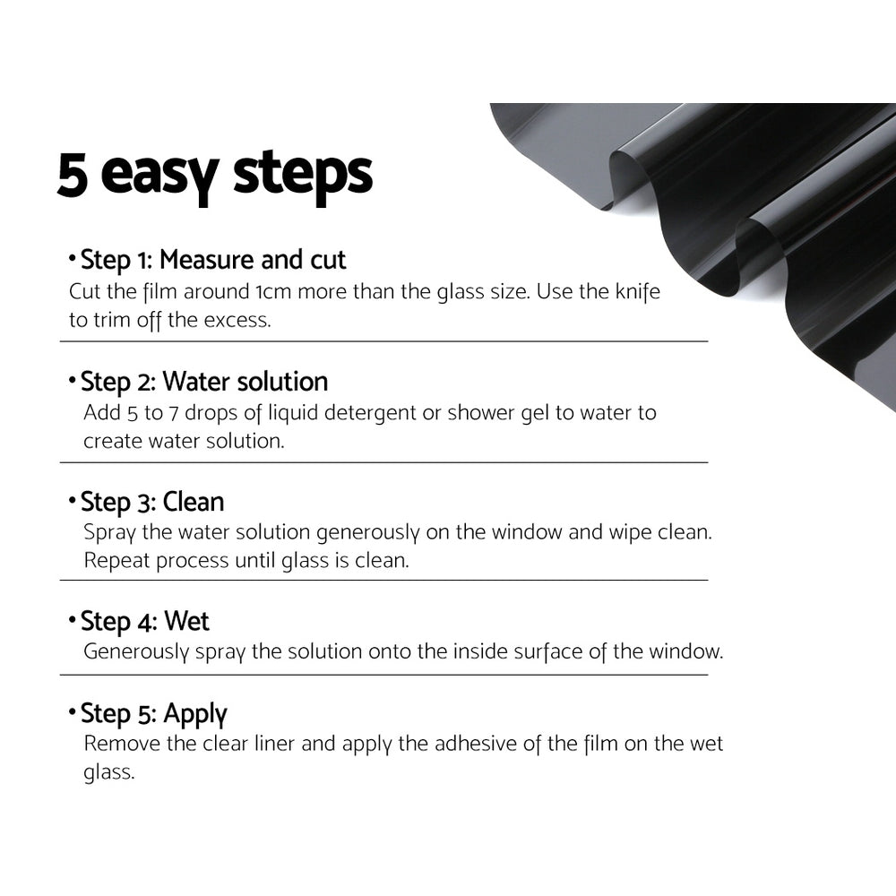 Marlook Window Tint Film Black Roll 15% VLT Home 100cmX30m Tinting tools Kit