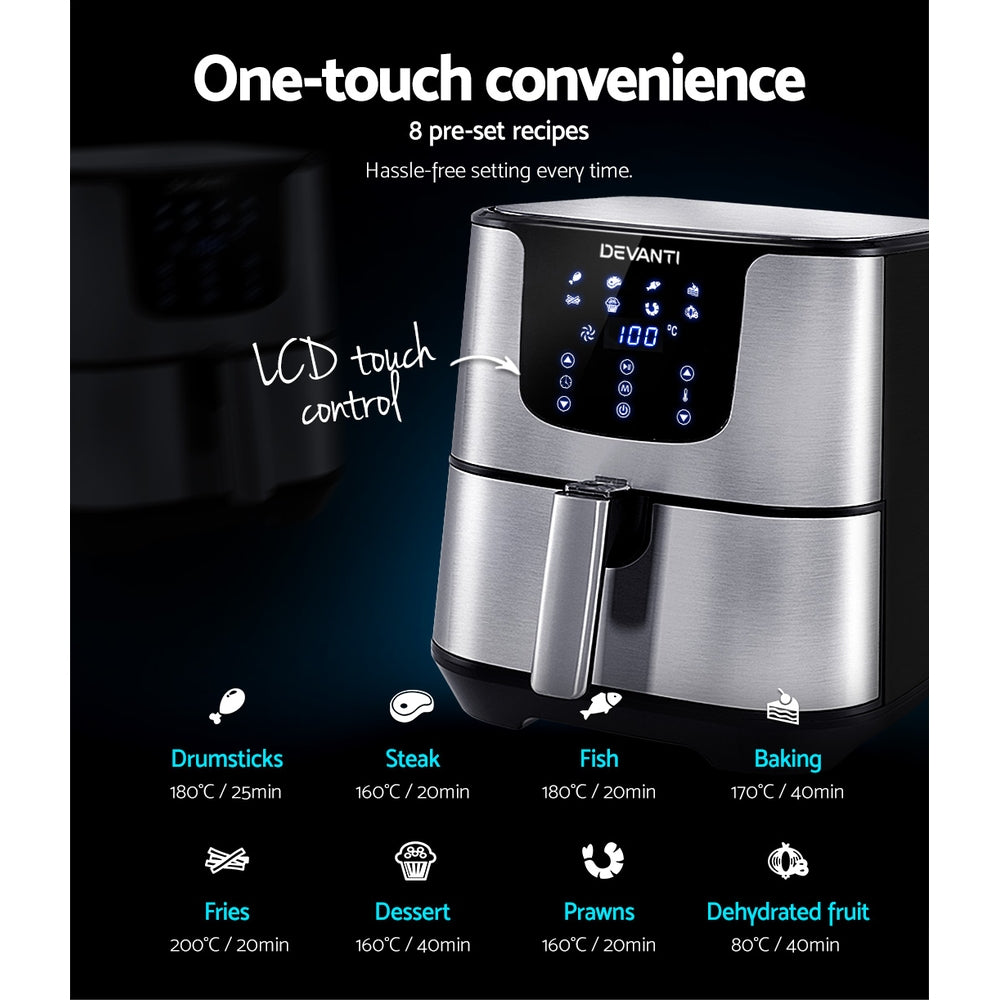 Marlook Air Fryer 7L LCD Fryers Stainless Steel