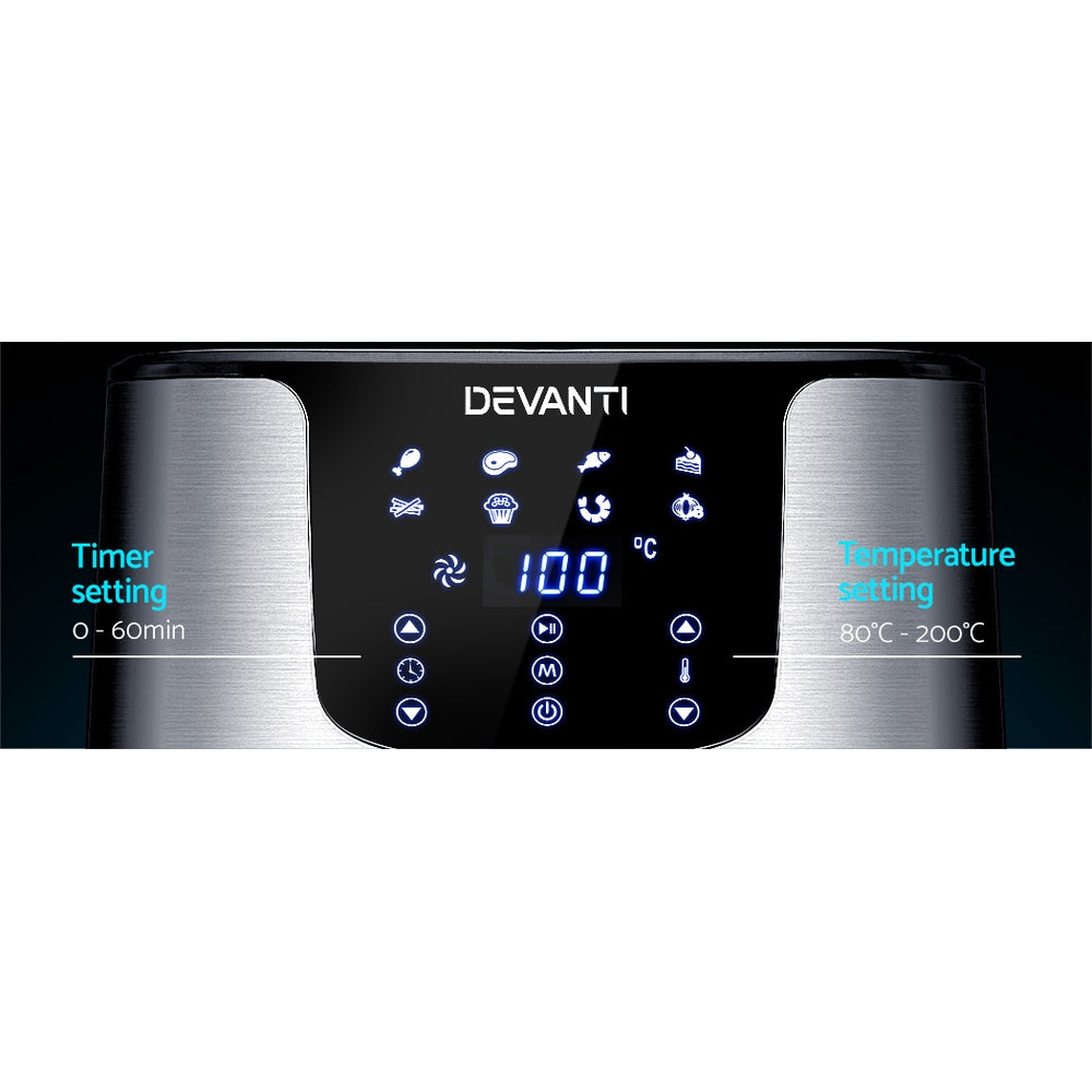 Marlook Air Fryer 7L LCD Fryers Stainless Steel