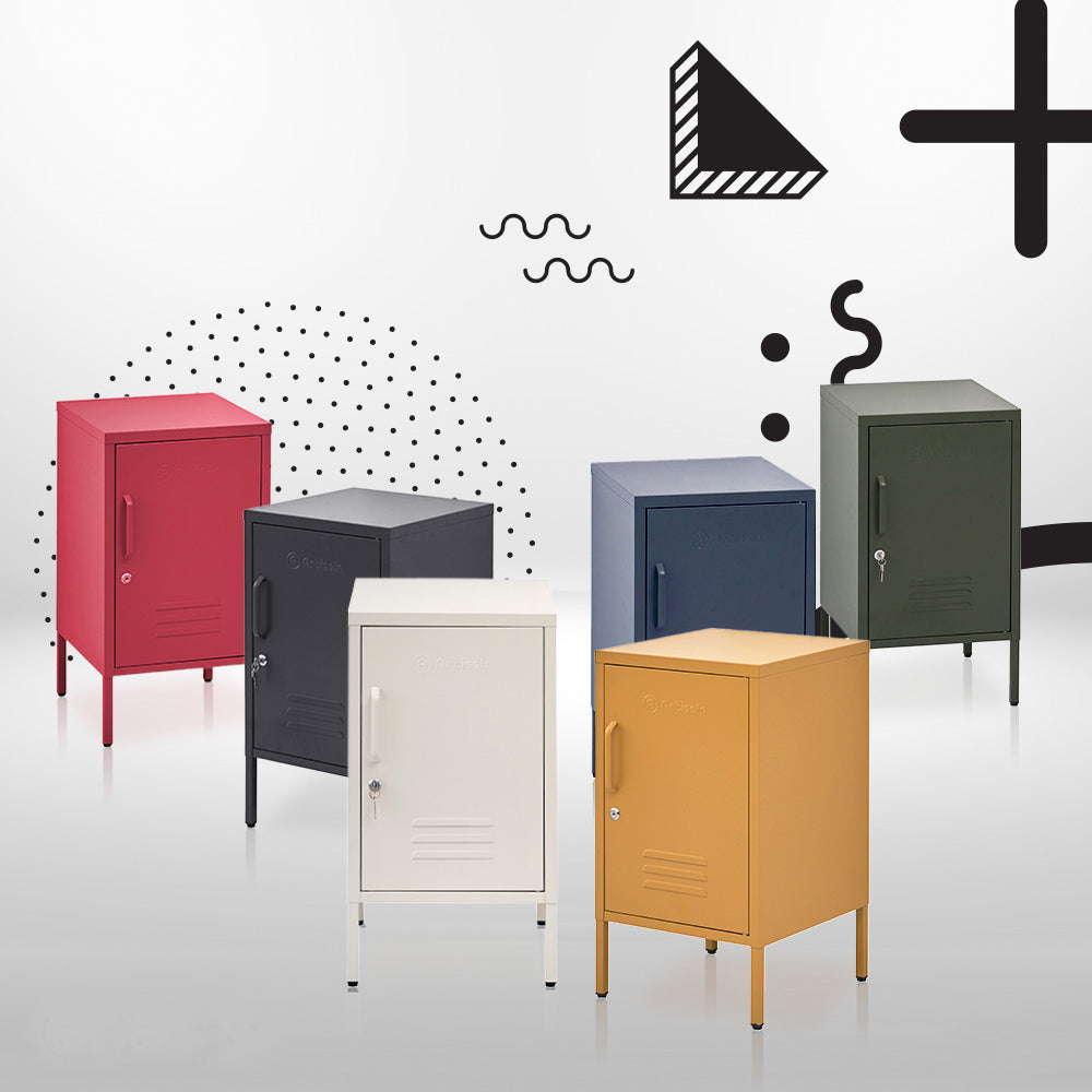 MarlookIn Bedside Table Metal Cabinet - Yellow