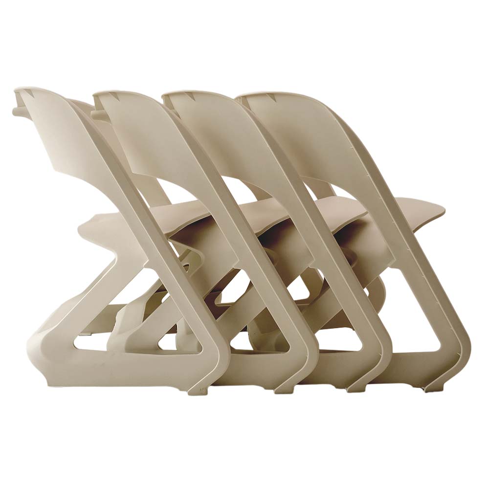 MarlookIn Set of 4 Dining Chairs Office Cafe Lounge Seat Stackable Plastic Leisure Chairs Beige