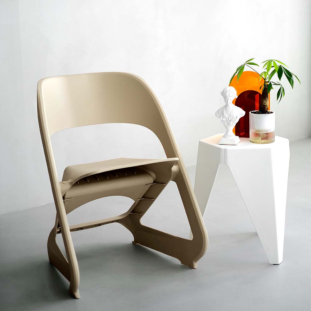 MarlookIn Set of 4 Dining Chairs Office Cafe Lounge Seat Stackable Plastic Leisure Chairs Beige