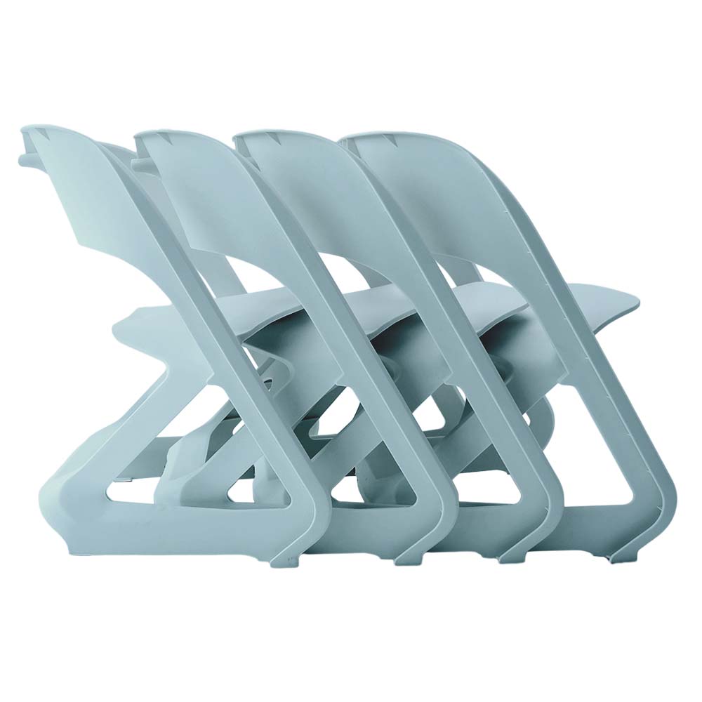 MarlookIn Set of 4 Dining Chairs Office Cafe Lounge Seat Stackable Plastic Leisure Chairs Blue