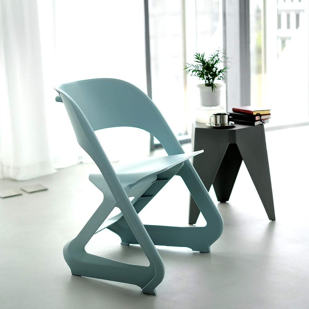 MarlookIn Set of 4 Dining Chairs Office Cafe Lounge Seat Stackable Plastic Leisure Chairs Blue