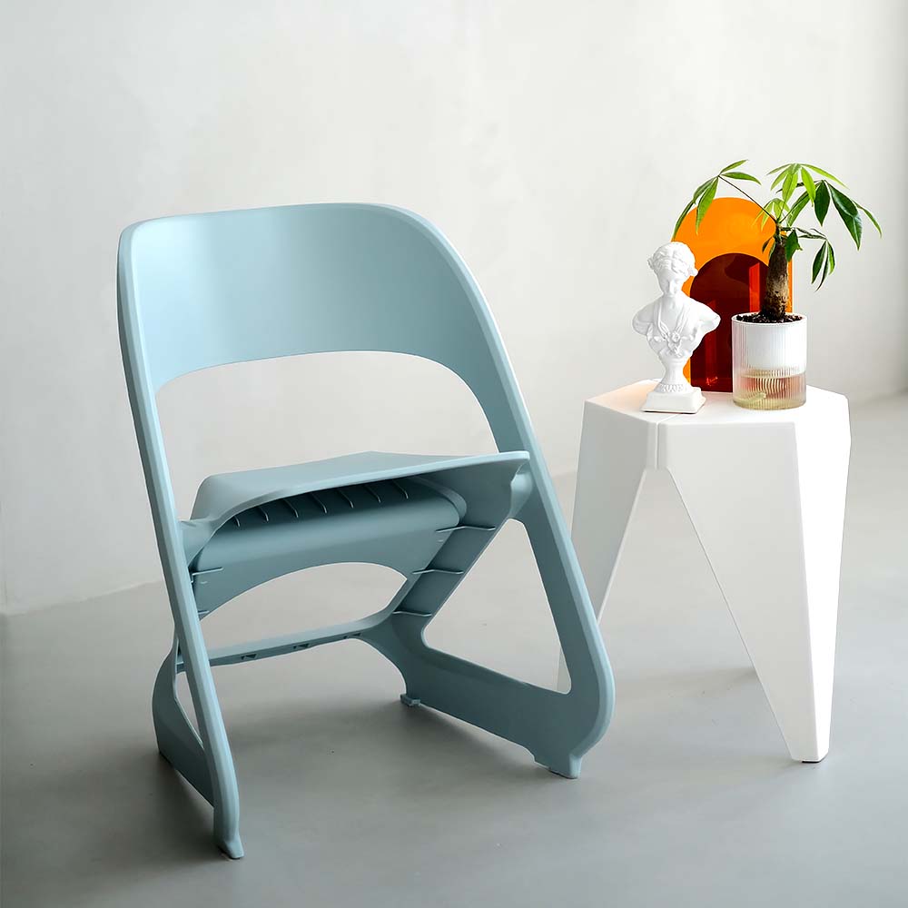MarlookIn Set of 4 Dining Chairs Office Cafe Lounge Seat Stackable Plastic Leisure Chairs Blue