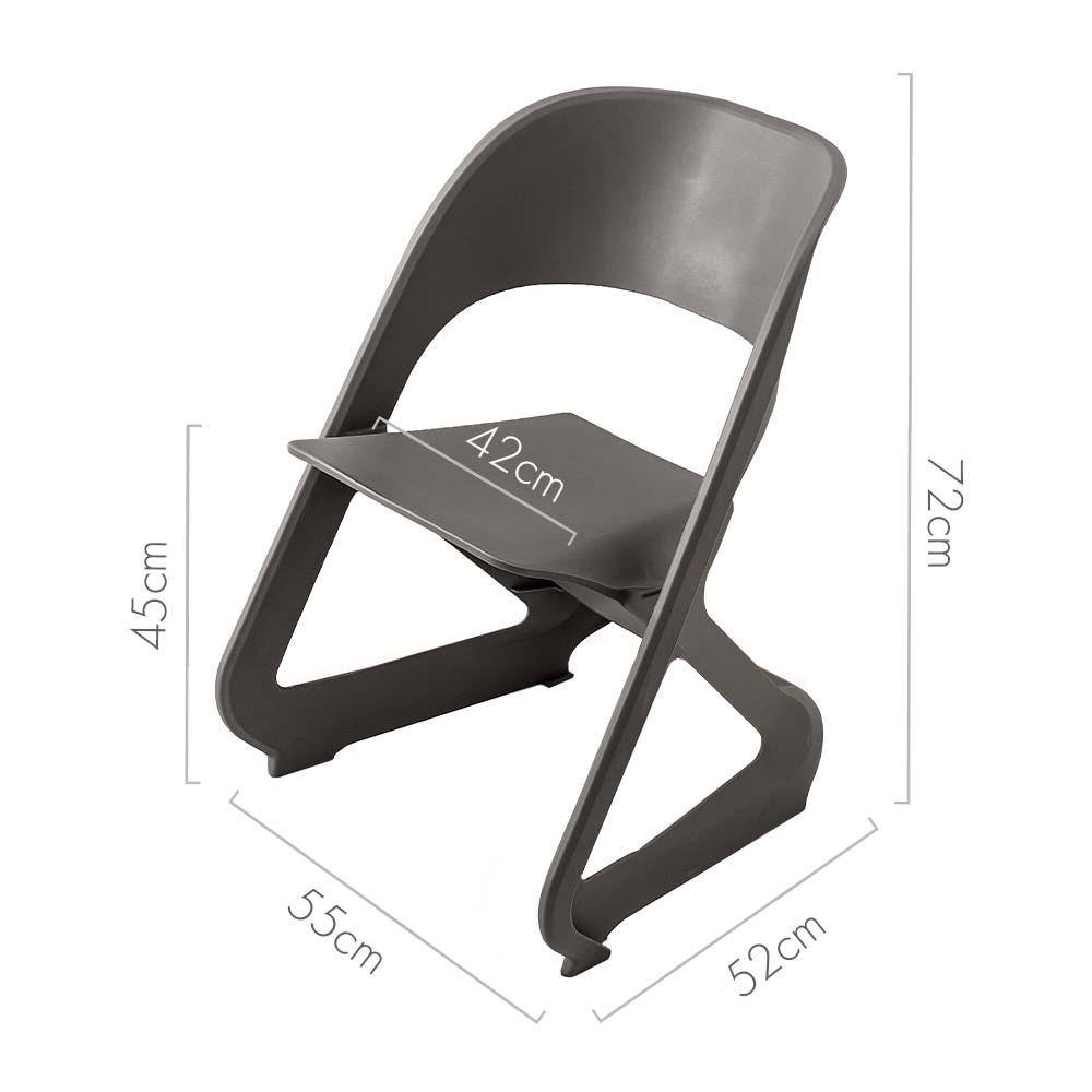 MarlookIn Set of 4 Dining Chairs Office Cafe Lounge Seat Stackable Plastic Leisure Chairs Grey