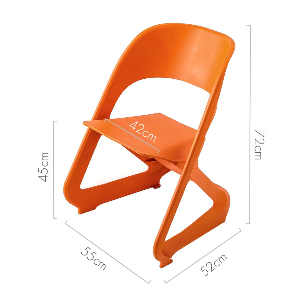 MarlookIn Set of 4 Dining Chairs Office Cafe Lounge Seat Stackable Plastic Leisure Chairs Orange