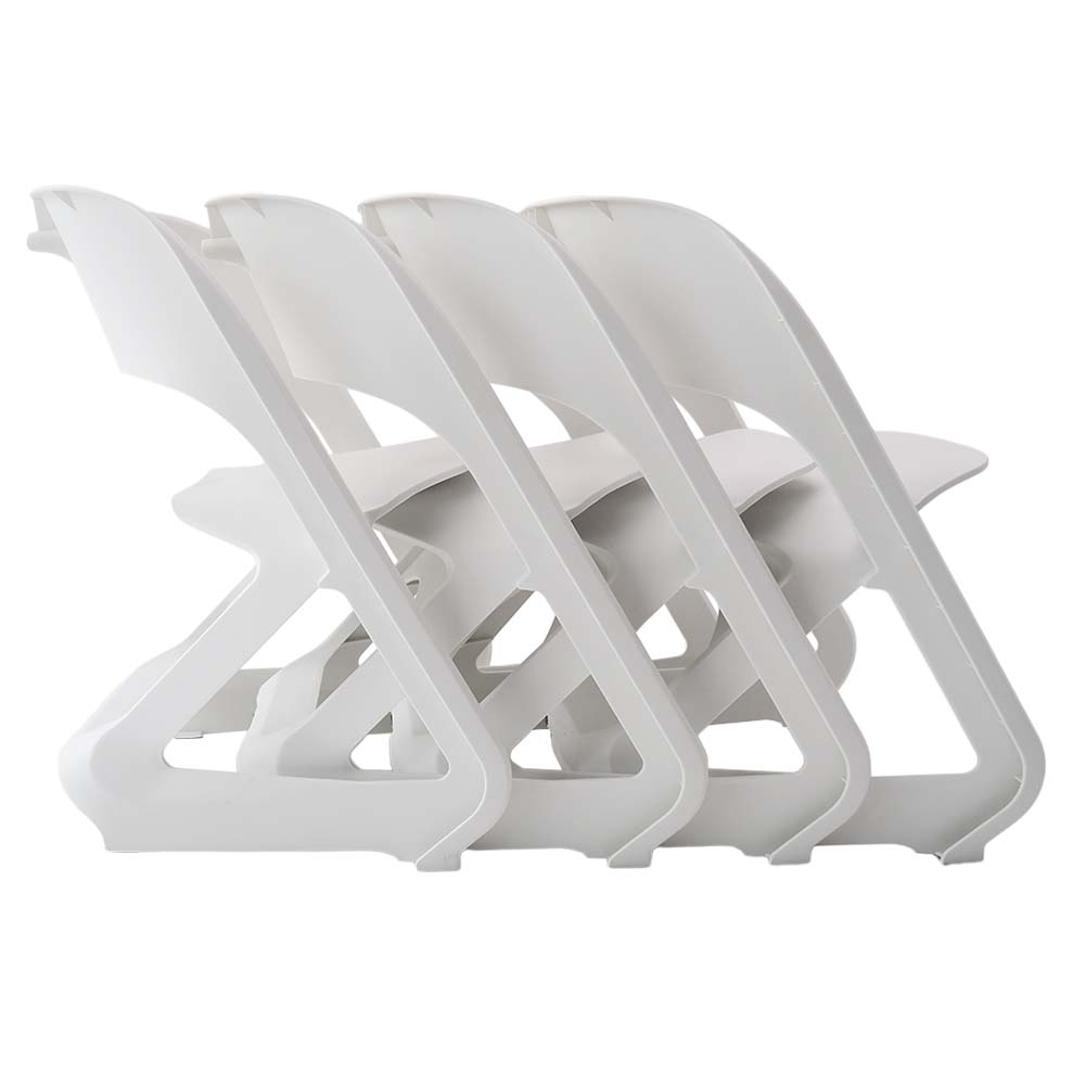 MarlookIn Set of 4 Dining Chairs Office Cafe Lounge Seat Stackable Plastic Leisure Chairs White