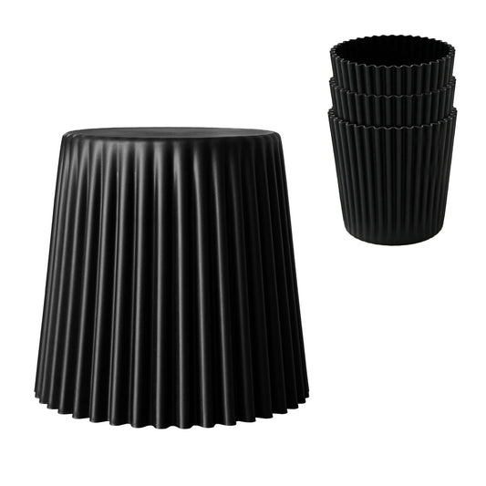 Marlook Set of 4 Cupcake Bar Stools Stackable Foot Stools Black