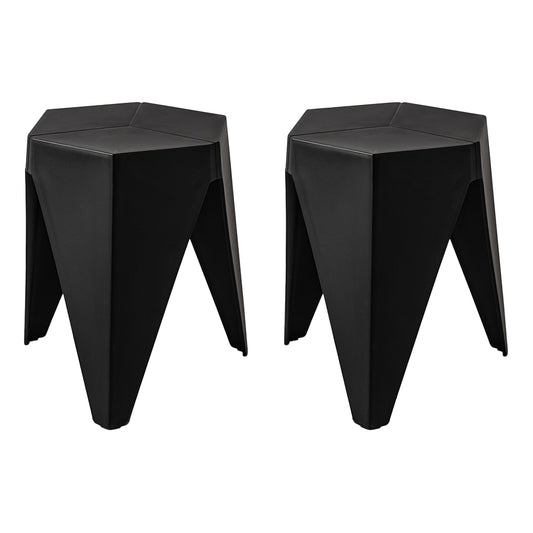 Marlook 2x Bar Stools Puzzle Plastic Foot Stool Black