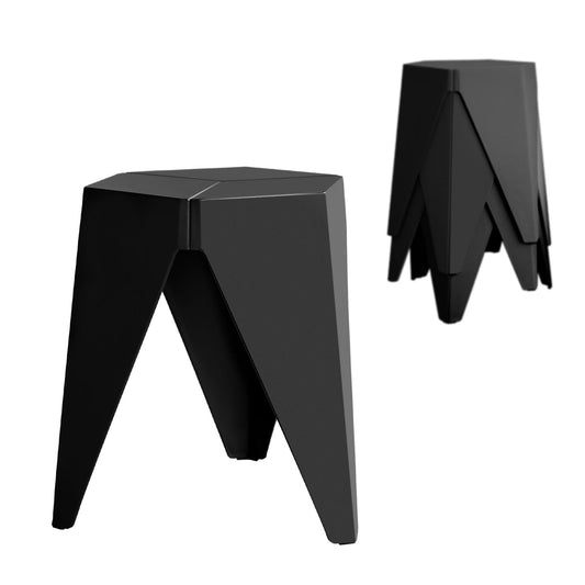 Marlook 4PC Puzzle Stool Plastic Bar Stools Stackable Black
