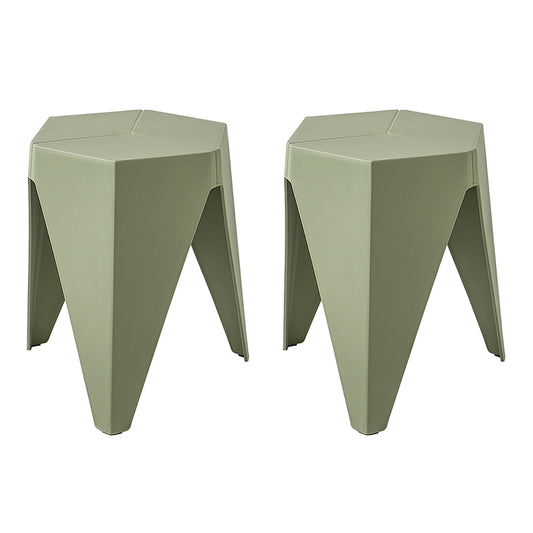 Marlook 2x Bar Stools Puzzle Plastic Foot Stool Green