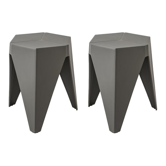 Marlook 2x Bar Stools Puzzle Plastic Foot Stool Grey