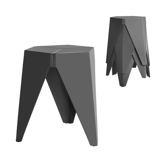 Marlook 4PC Puzzle Stool Bar Stools Stackable Grey