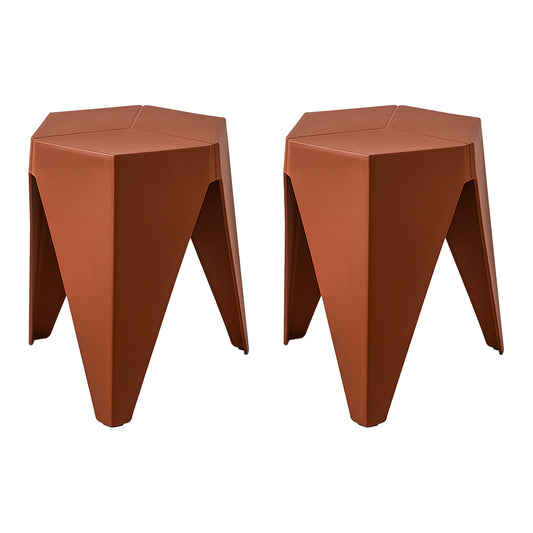 Marlook 2x Bar Stools Puzzle Plastic Foot Stool Red