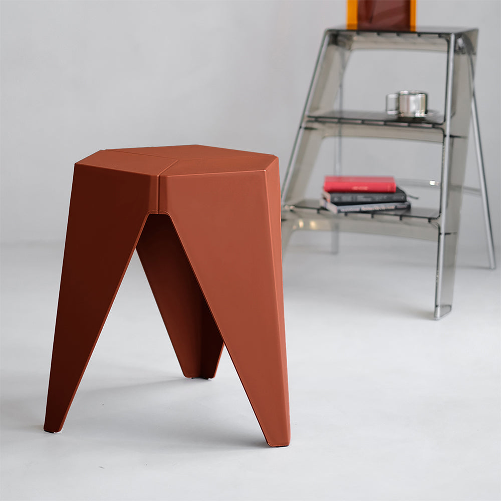 Marlook 2x Bar Stools Puzzle Plastic Foot Stool Red