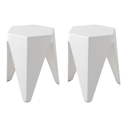 Marlook 2x Bar Stools Puzzle Plastic Foot Stool White