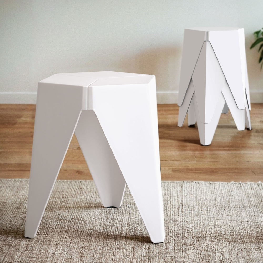 Marlook 4PC Puzzle Stool Bar Stools Stackable White