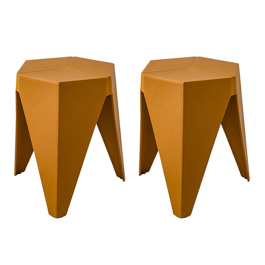 Marlook 2x Bar Stools Kitchen Dining Chairs Plastic Puzzle Foot Stool Yellow