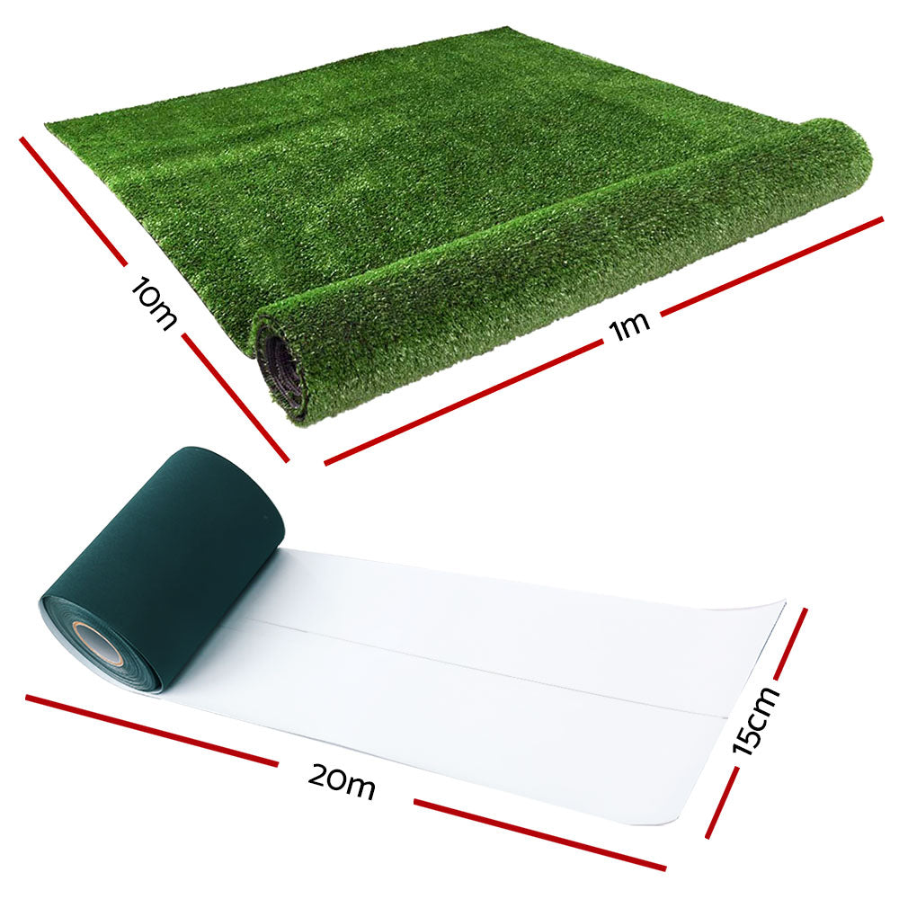 Marlook 1x10m Artificial Grass Synthetic Fake 10SQM Turf Lawn 17mm Tape