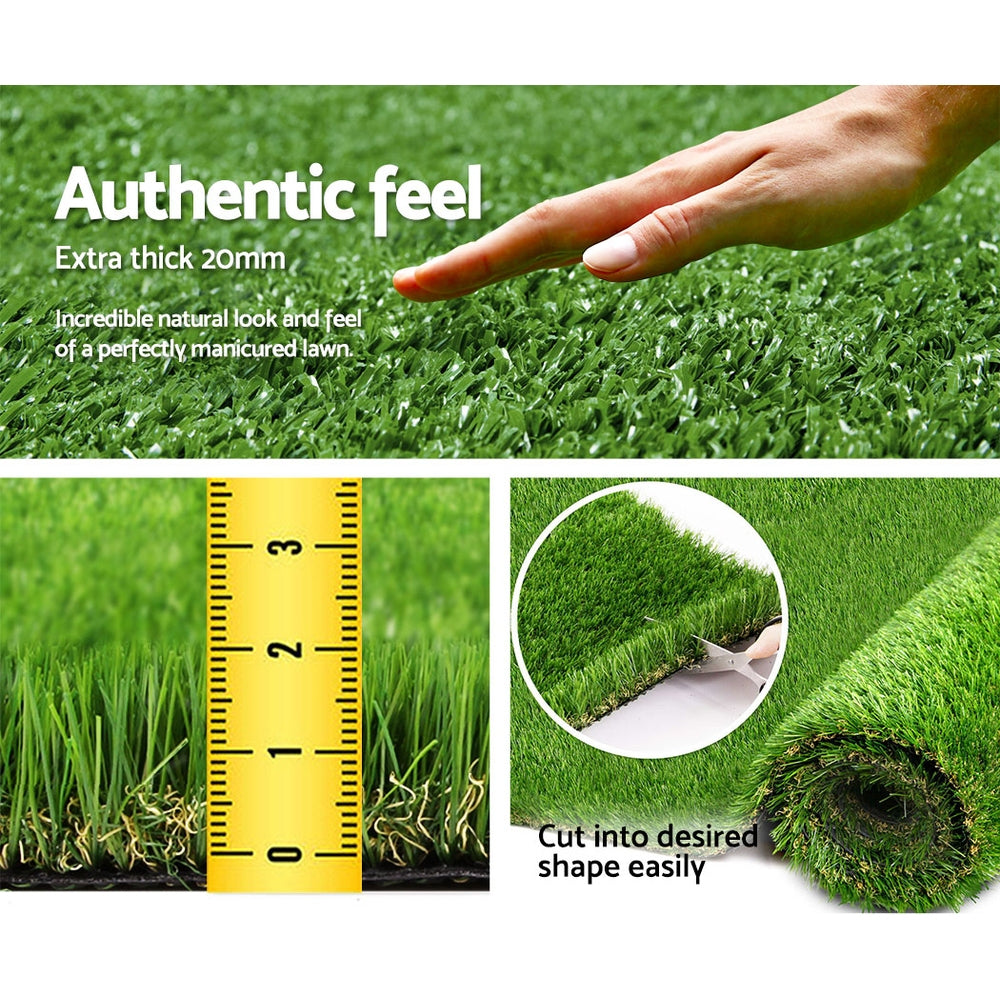 Marlook Artificial Grass 20SQM 20mm Synthetic Fake Lawn Turf Plant Plastic 4-coloured 1mx10m
