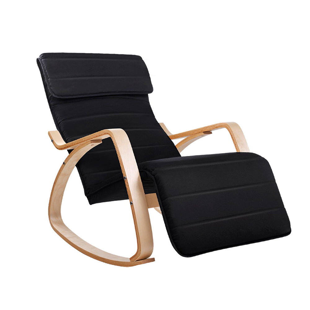 Marlook Rocking Armchair Bentwood Frame With Footrest Black Afton
