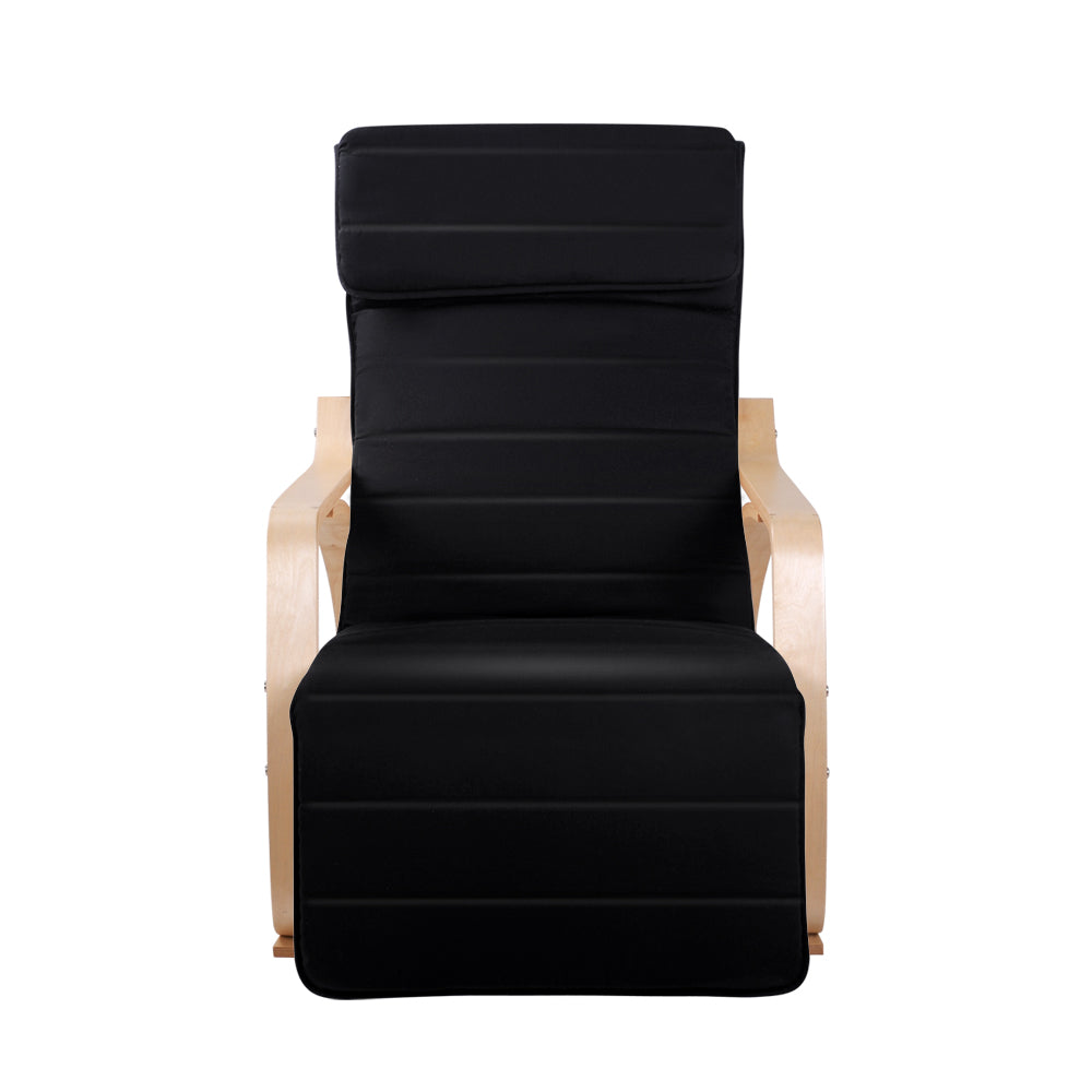Marlook Rocking Armchair Bentwood Frame With Footrest Black Afton