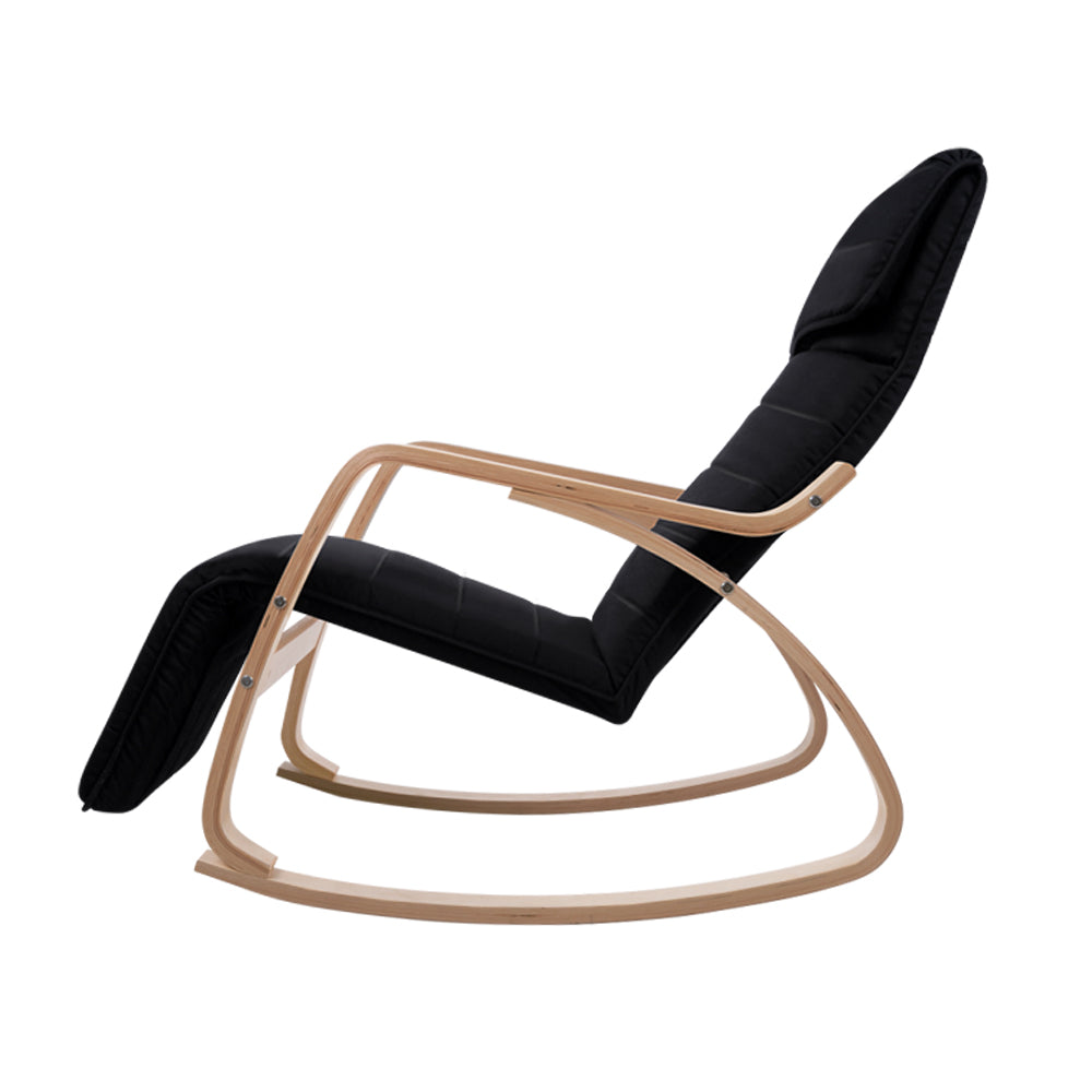 Marlook Rocking Armchair Bentwood Frame With Footrest Black Afton