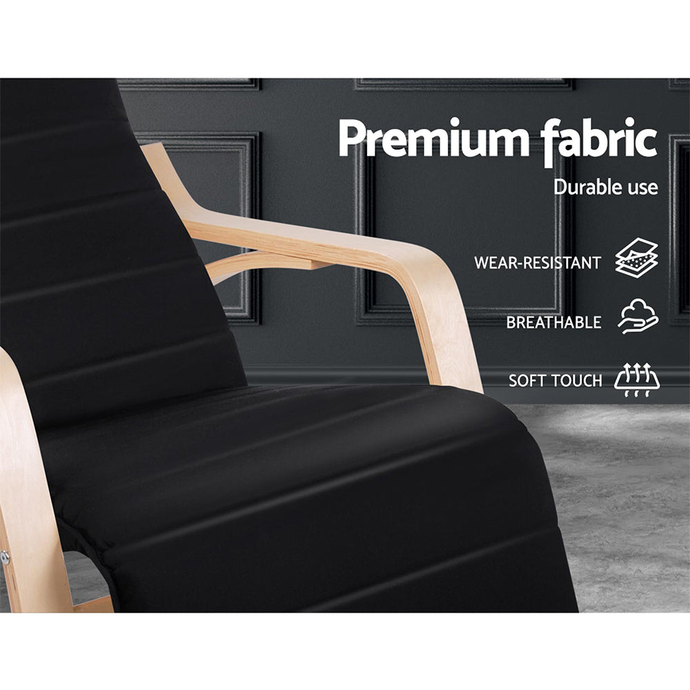 Marlook Rocking Armchair Bentwood Frame With Footrest Black Afton