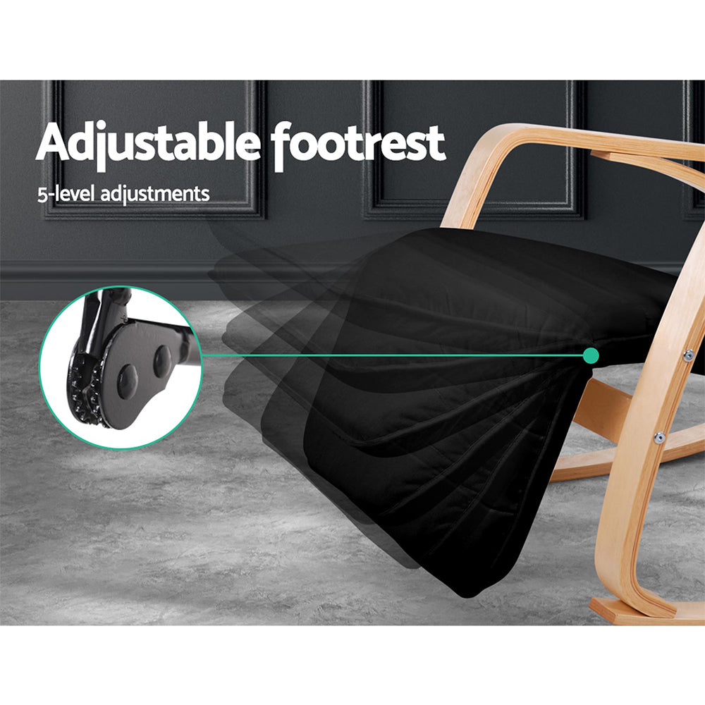 Marlook Rocking Armchair Bentwood Frame With Footrest Black Afton
