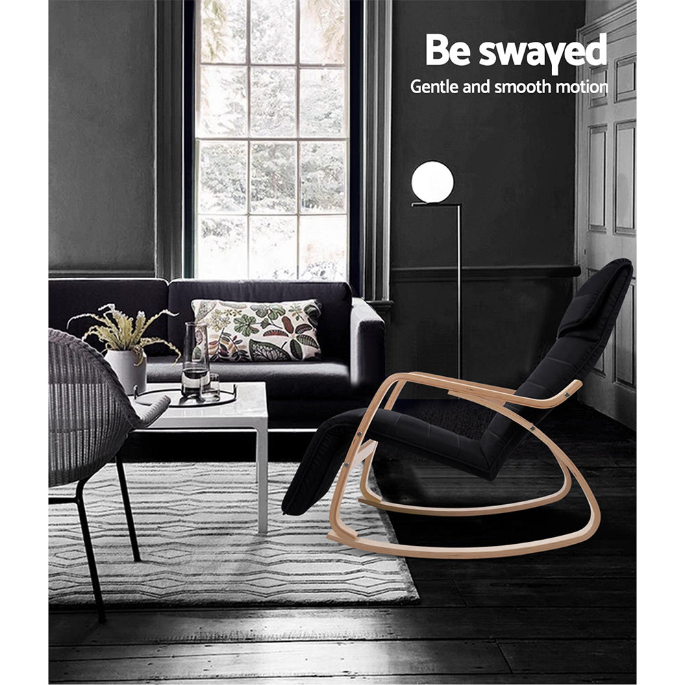 Marlook Rocking Armchair Bentwood Frame With Footrest Black Afton