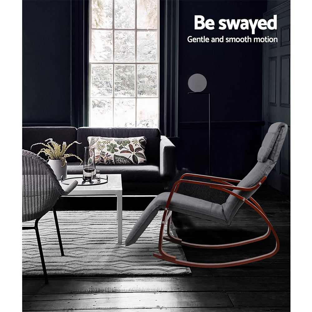 Marlook Rocking Armchair Bentwood Frame With Footrest Charcoal Afton
