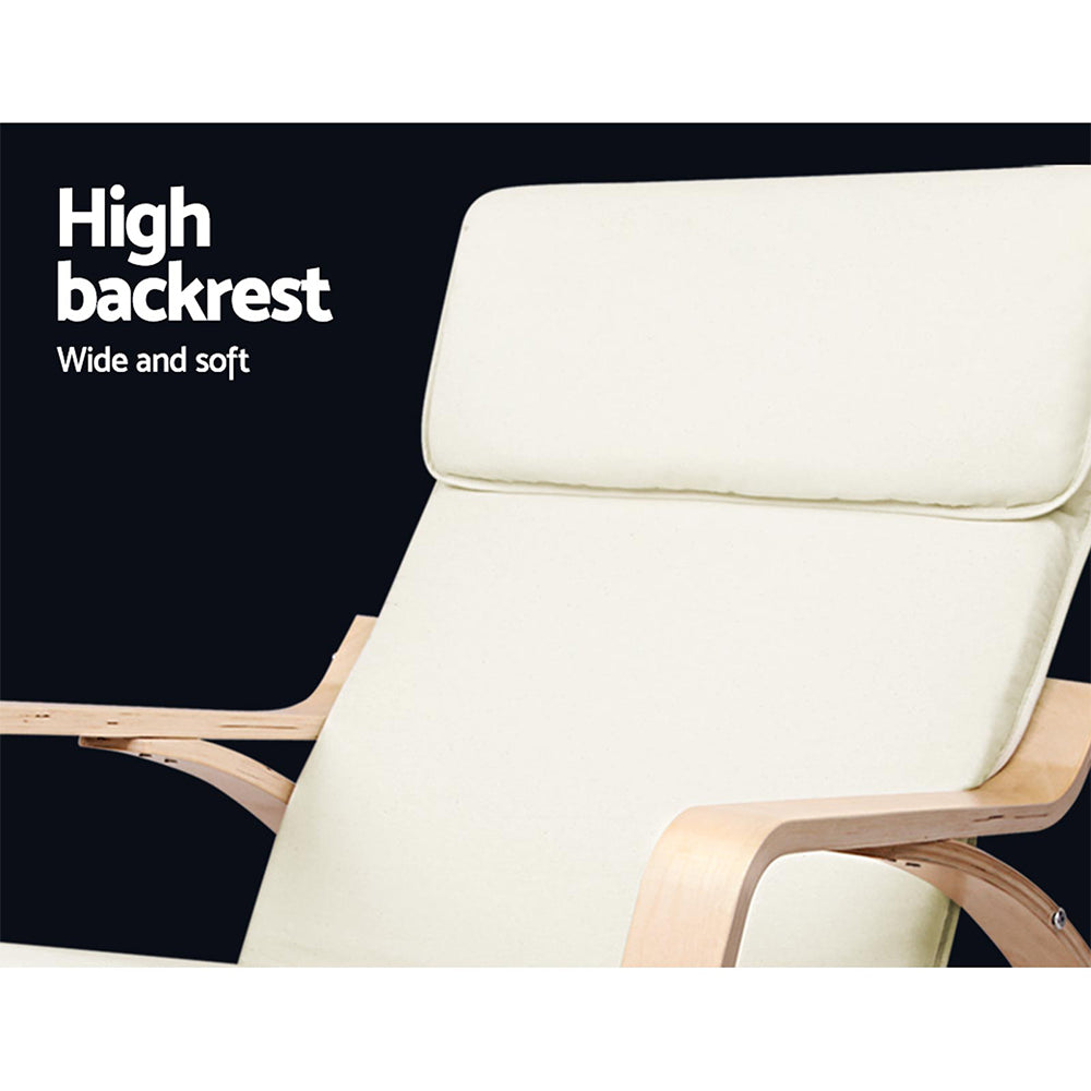 Marlook Rocking Armchair Bentwood Frame With Foot Stool Beige