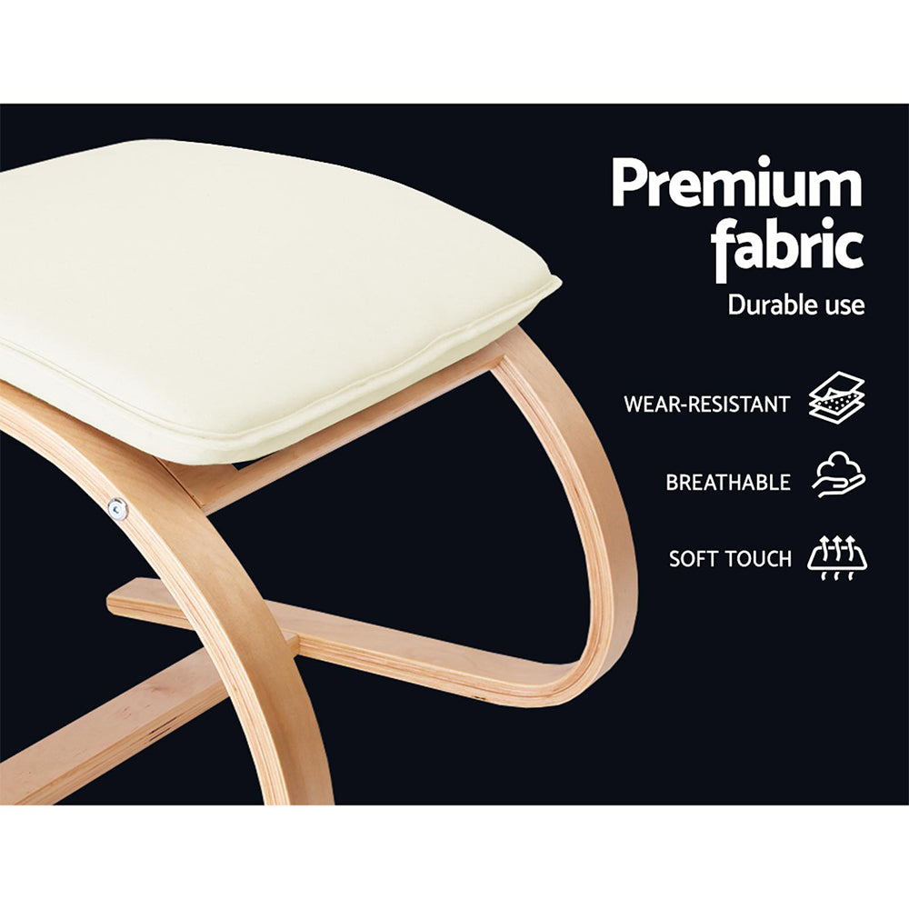 Marlook Rocking Armchair Bentwood Frame With Foot Stool Beige