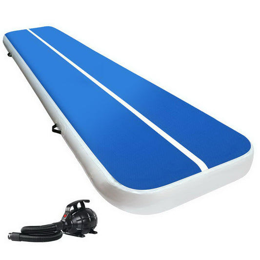 Marlook 4X1M Inflatable Air Track Mat 20CM Thick with Pump Tumbling Gymnastics Blue