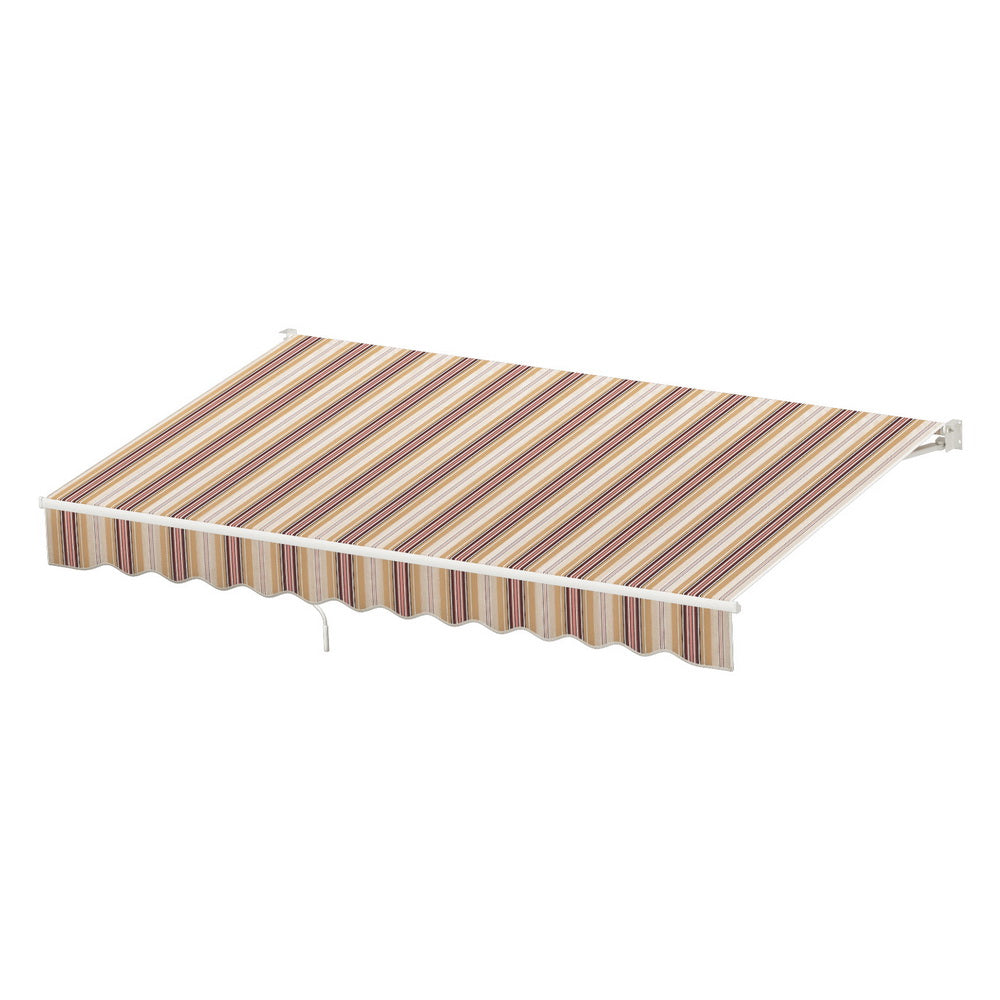 Marlook Retractable Folding Arm Awning Manual Sunshade 3Mx2.5M Beige Brown