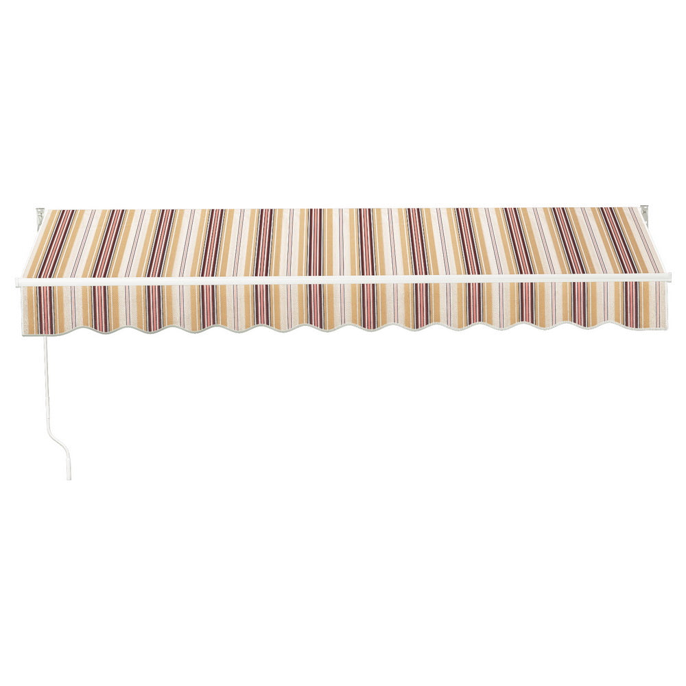 Marlook Retractable Folding Arm Awning Manual Sunshade 3Mx2.5M Beige Brown