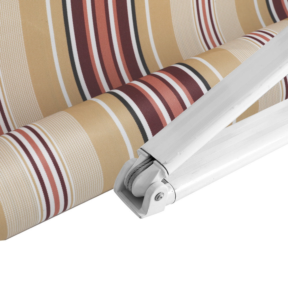 Marlook Retractable Folding Arm Awning Manual Sunshade 3Mx2.5M Beige Brown