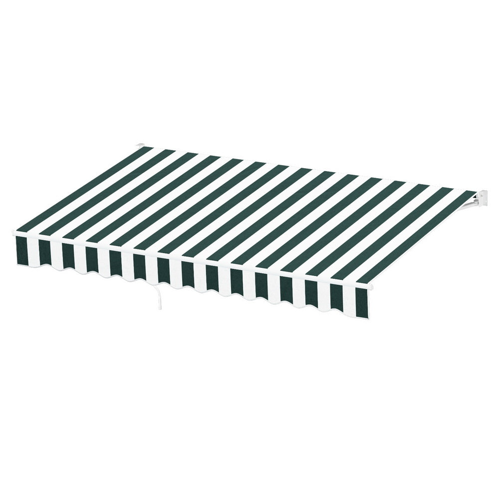 Marlook Retractable Folding Arm Awning Manual Sunshade 3Mx2.5M Green White