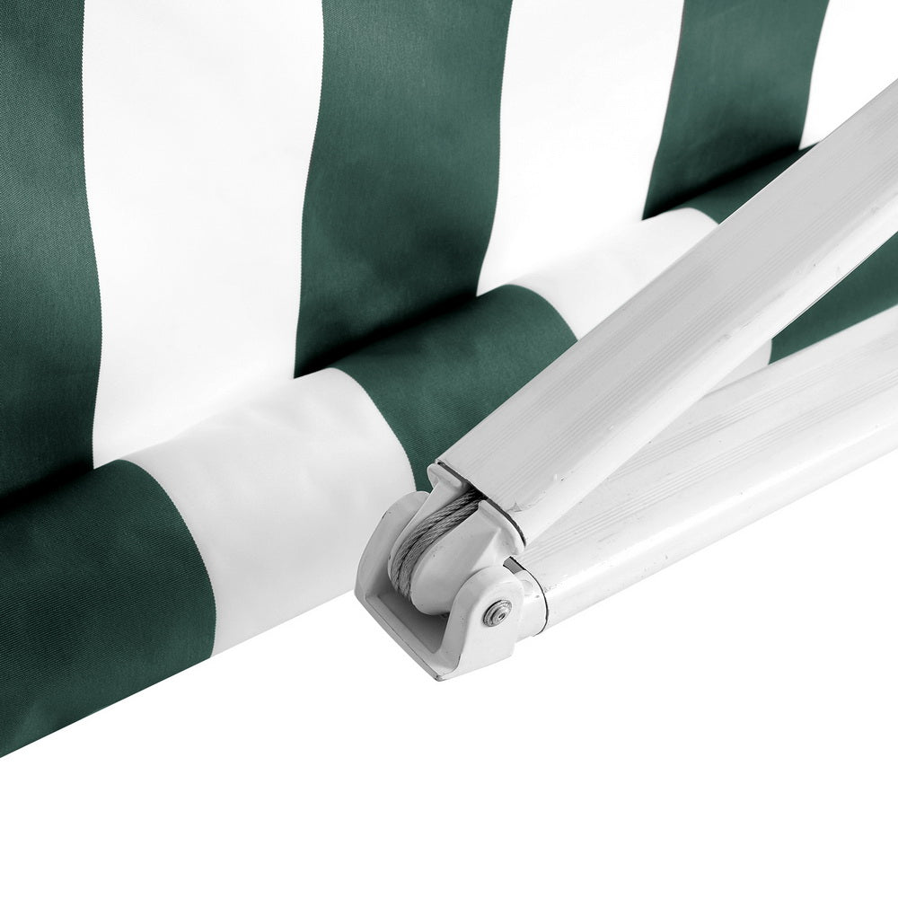 Marlook Retractable Folding Arm Awning Manual Sunshade 3Mx2.5M Green White