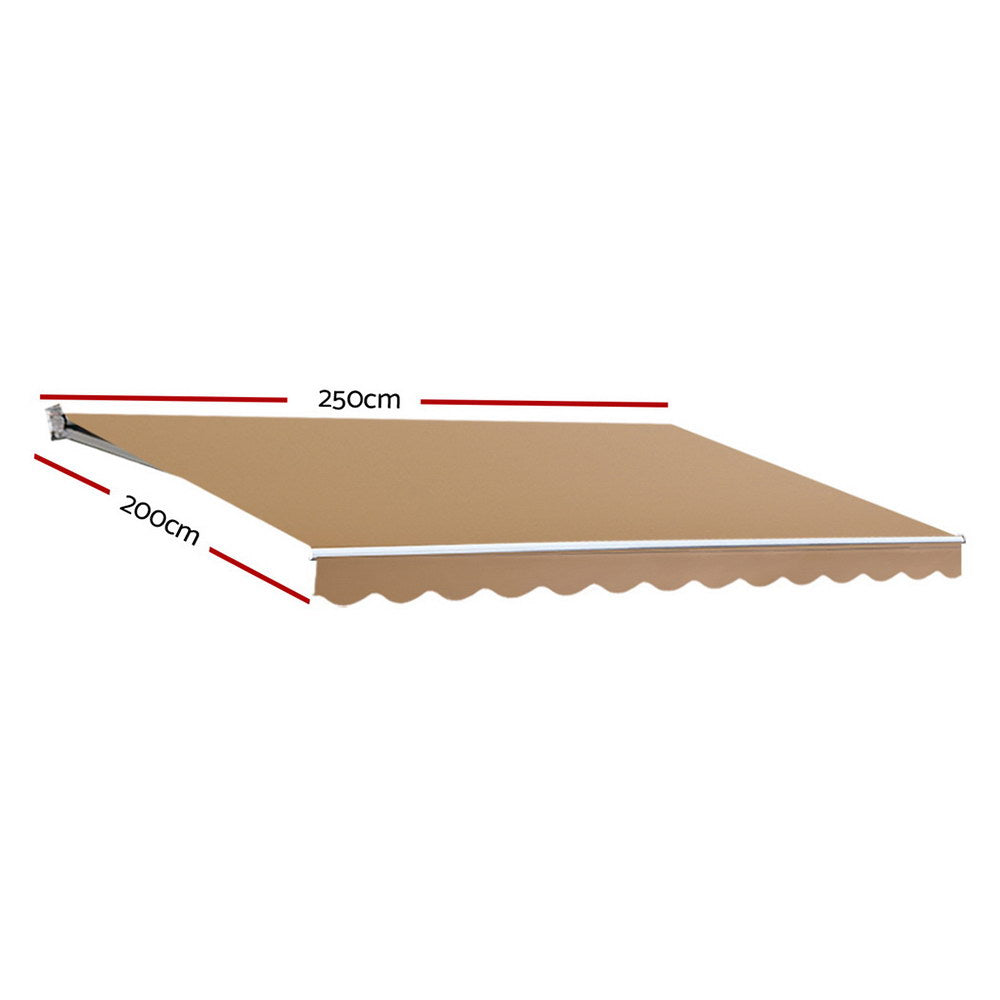 Marlook Retractable Folding Arm Awning Motorised Remoter Sunshade 2.5Mx2M Beige