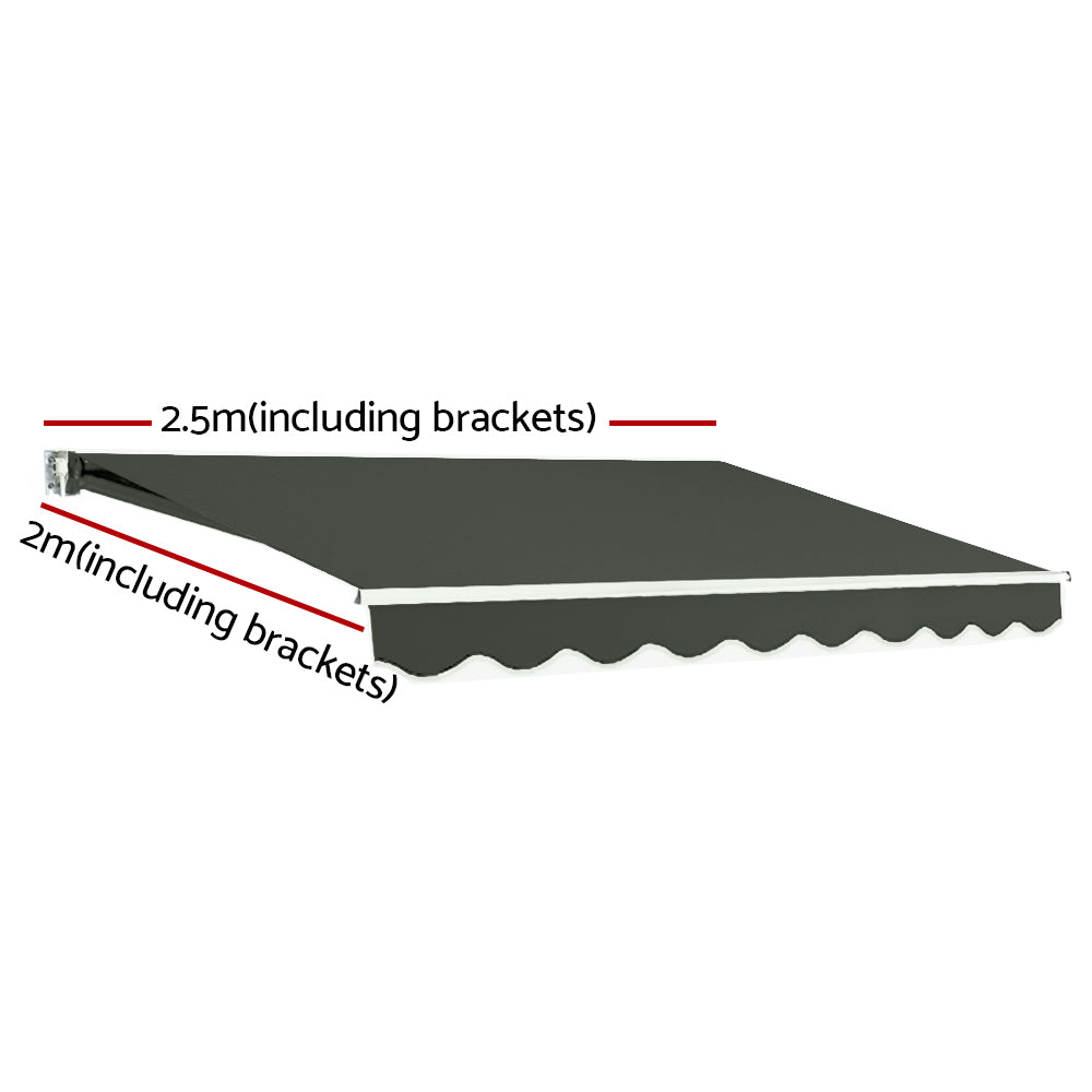 Marlook Retractable Folding Arm Awning Motorised Sunshade 2.5Mx2M Grey