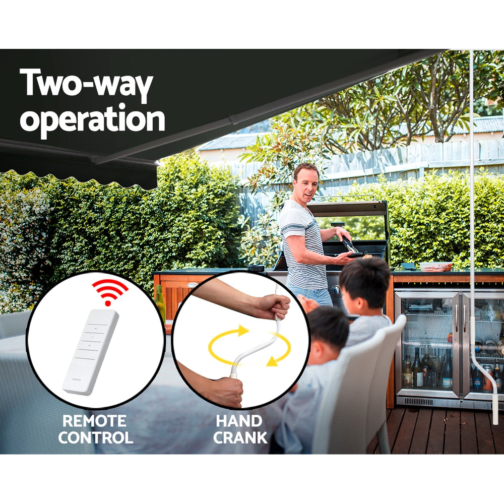 Marlook Retractable Folding Arm Awning Motorised Sunshade 3Mx2.5M Grey