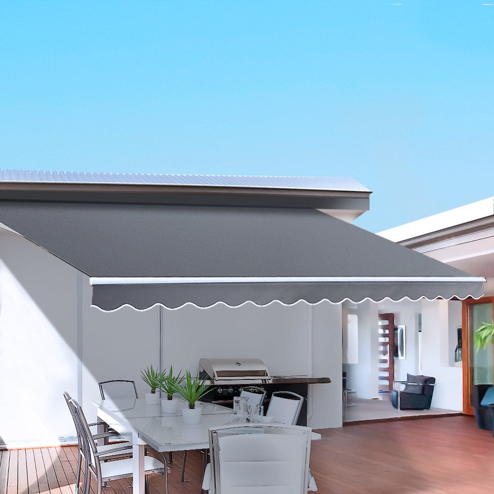 Marlook Retractable Folding Arm Awning Motorised Sunshade 3Mx2.5M Grey